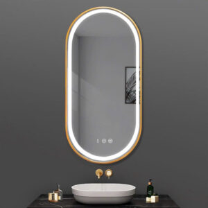 Gương Soi Khung Nhôm Vàng Đèn Led